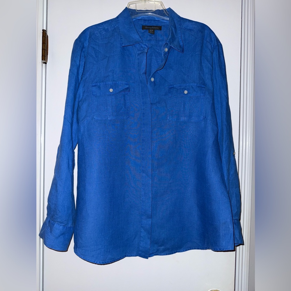 Tommy Bahama Women’s Two Palms Linen Shirt- in blue - Picture 2 of 16